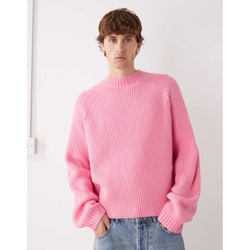 COLLUSION Boxy knitted jumper in baby pink