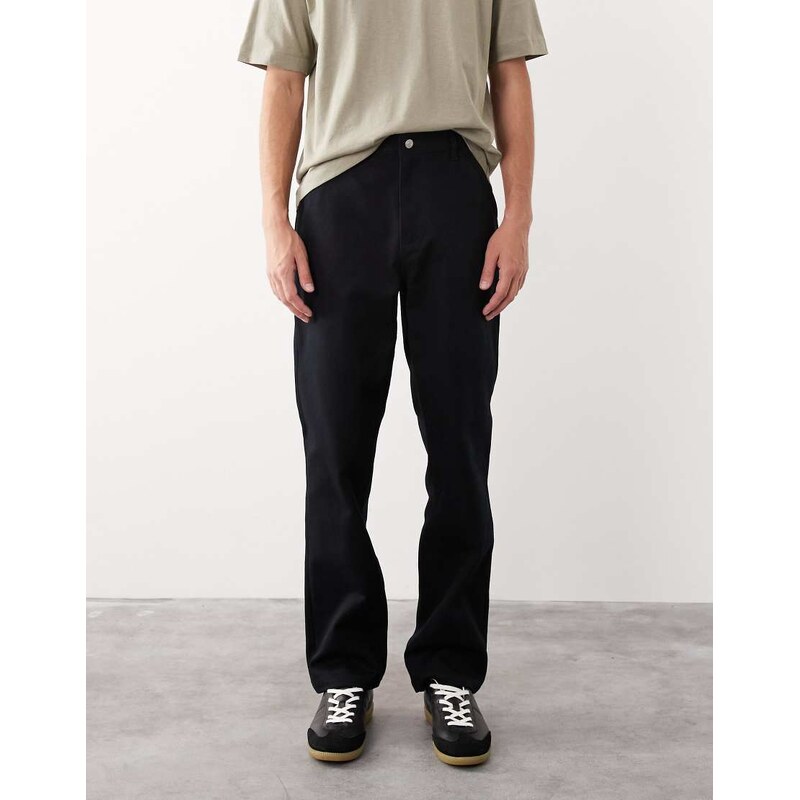 ASOS COLLECTIVE straight fit carpenter trousers in black - BLACK