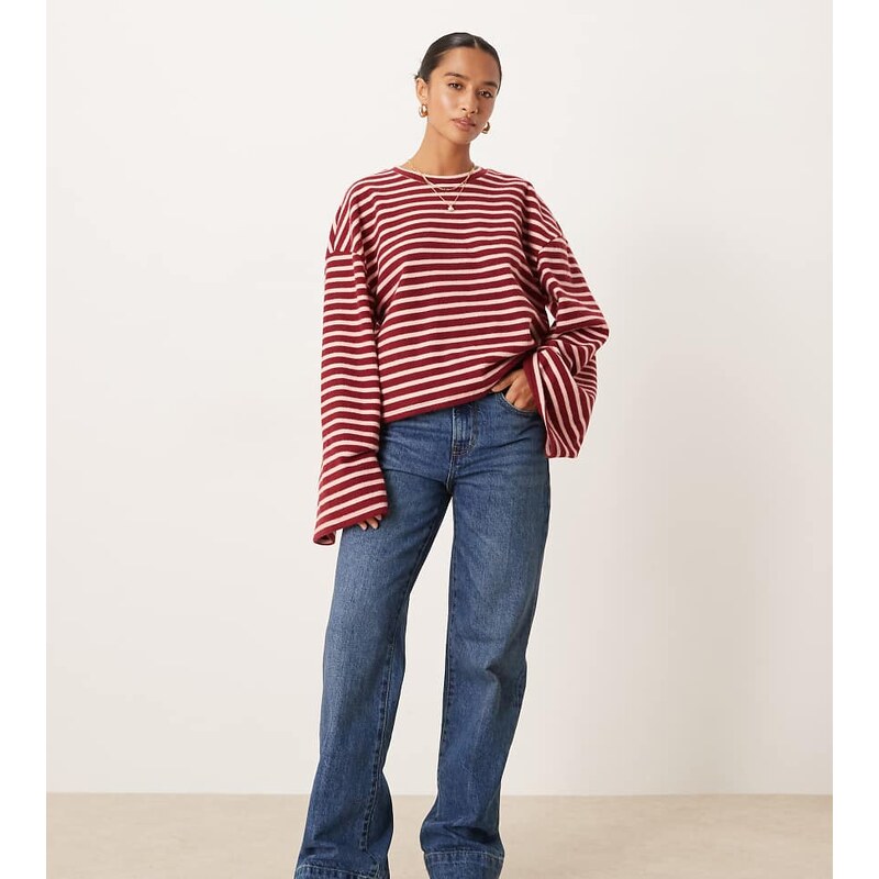 Gina Tricot Petite straight leg jeans in midwash blue