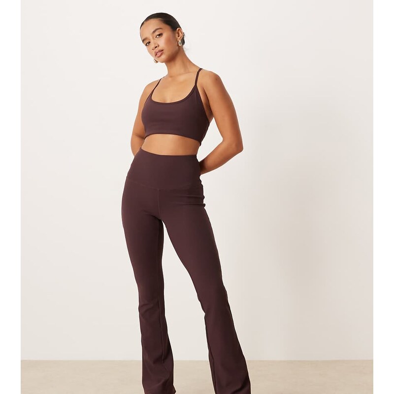 4505 Petite micro rib slim kick high waist yoga legging in fig-Purple 113704336