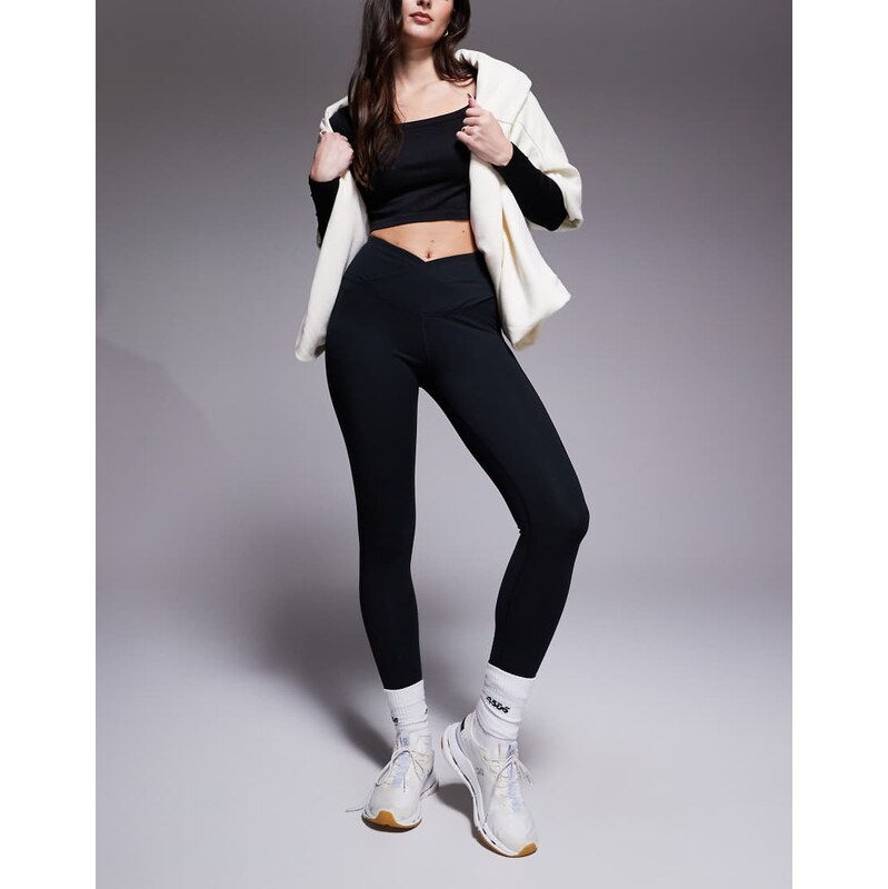 4505 Hourglass Icon soft touch wrap waist yoga legging in black