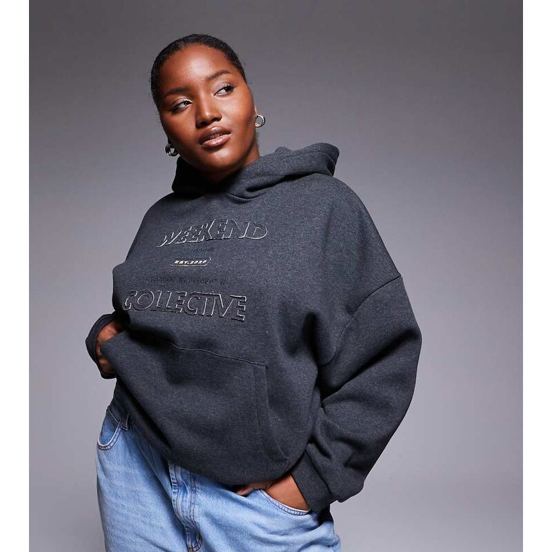 ASOS Weekend Collective Weekend Collective Curve hoodie with applique 109437623