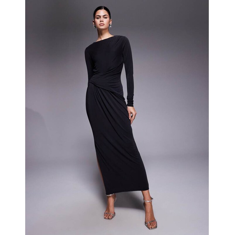 ASOS DESIGN drape modest maxi dress in modal jersey in black