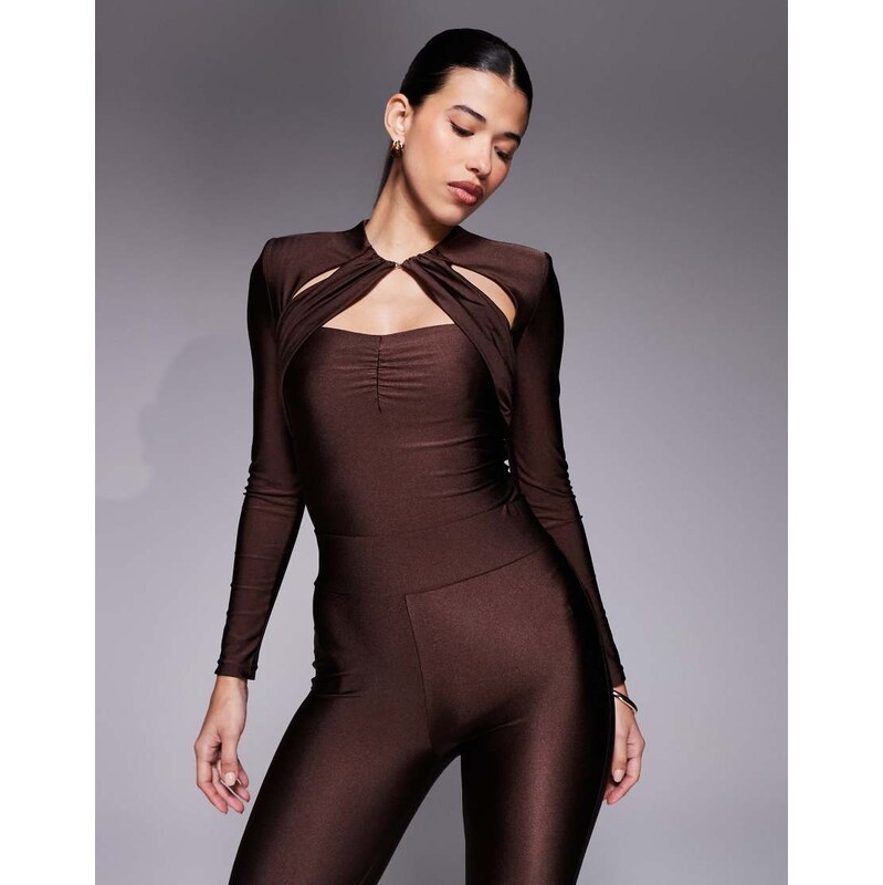 Ruched & Ready removable shoulder pad detail cut out long sleeve