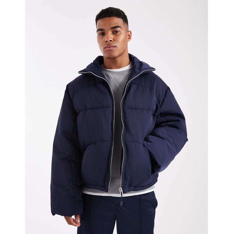 ASOS DESIGN oversized puffer jacket in navy