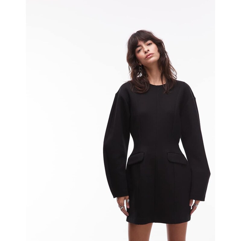 & Other Stories sculptured mini dress with volume sleeves and marked 109518417