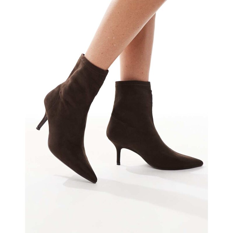 New Look sock stiletto boots in mid brown