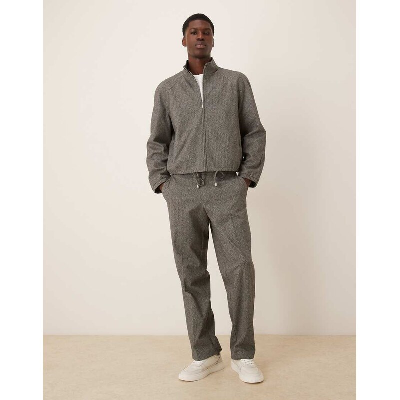 ASOS DESIGN smart co-ord straight trousers in grey herringbone