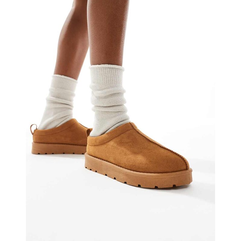 SEQWL suedette mules in tan-Brown