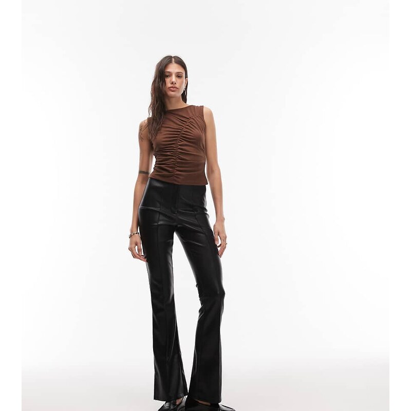 ASOS Tall ASOS DESIGN Tall leather look slim flare trouser with 109440708