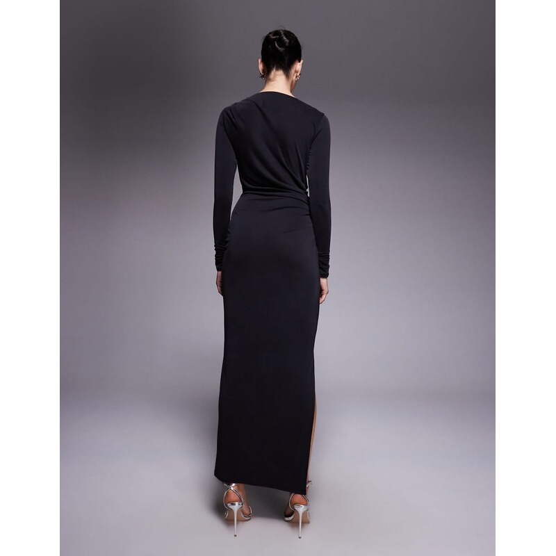 ASOS DESIGN drape modest maxi dress in modal jersey in black
