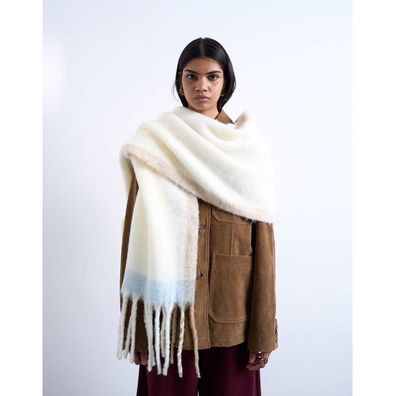 Topshop Sydney blanket scarf in beige-Neutral 115513535