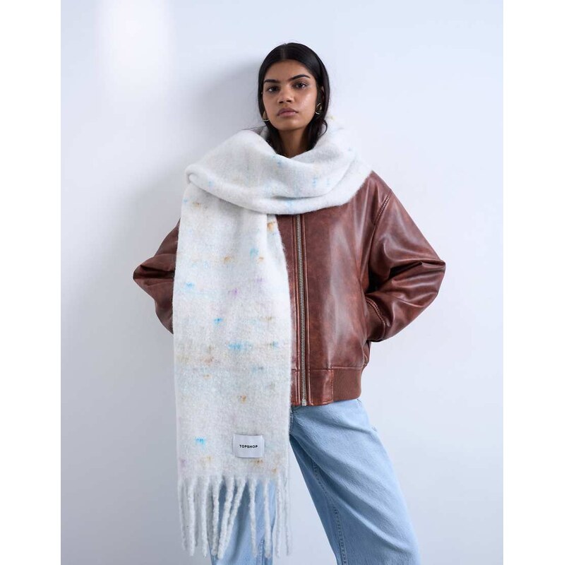 Topshop Sydney blanket scarf in off white