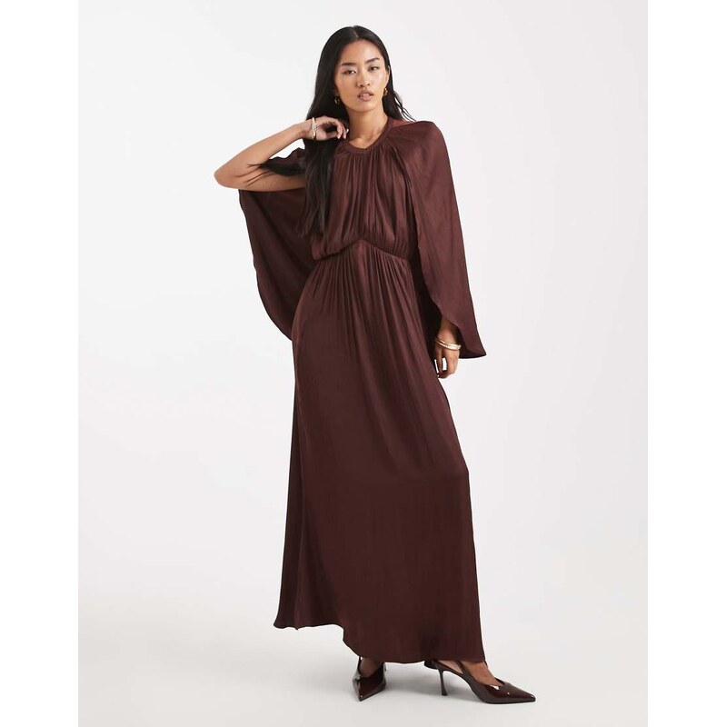 WeWoreWhat halter neck midaxi dress with cape shoulders in cherry-Red 110142697
