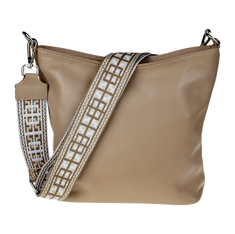 Béžová kožená italská crossbody kabelka Amalia Cappuccino I