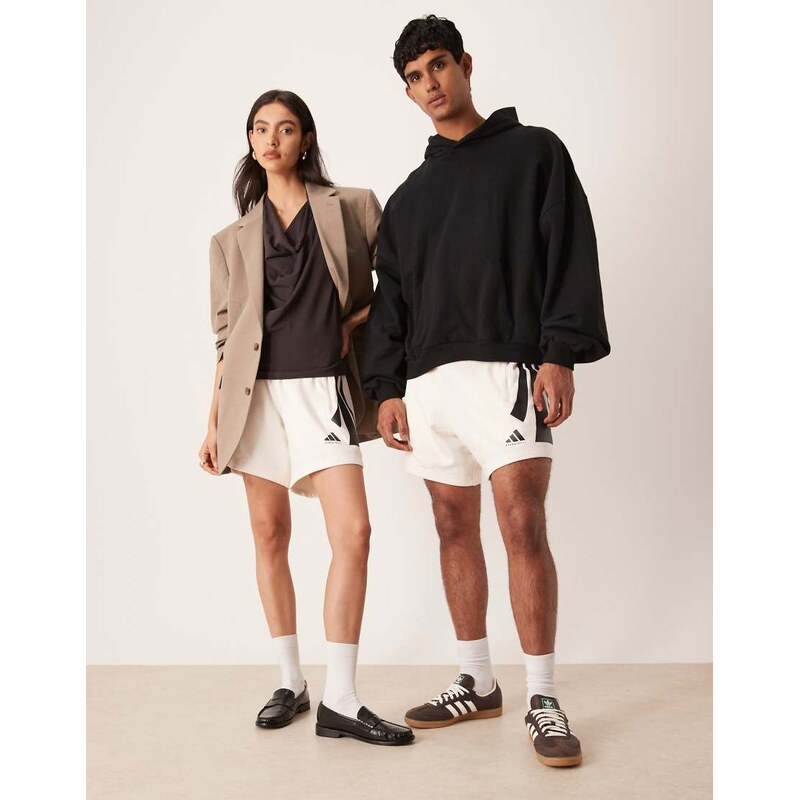 adidas Originals adidas Basketball Three Stripe shorts in white
