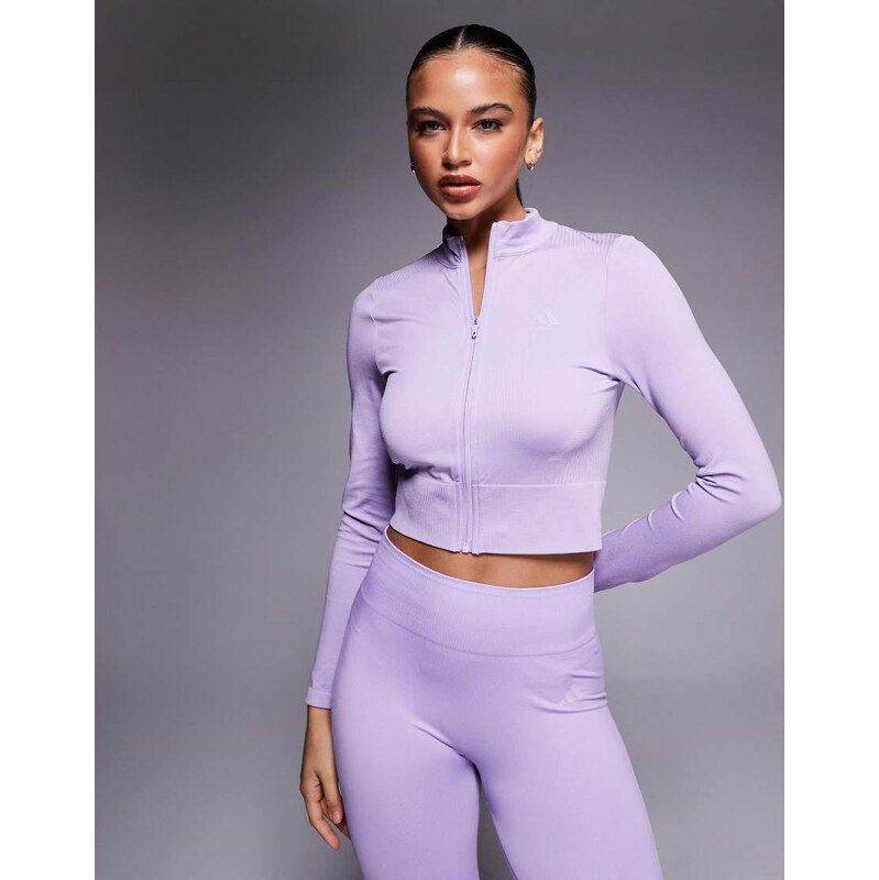 adidas performance adidas Training seamless cropped zip through