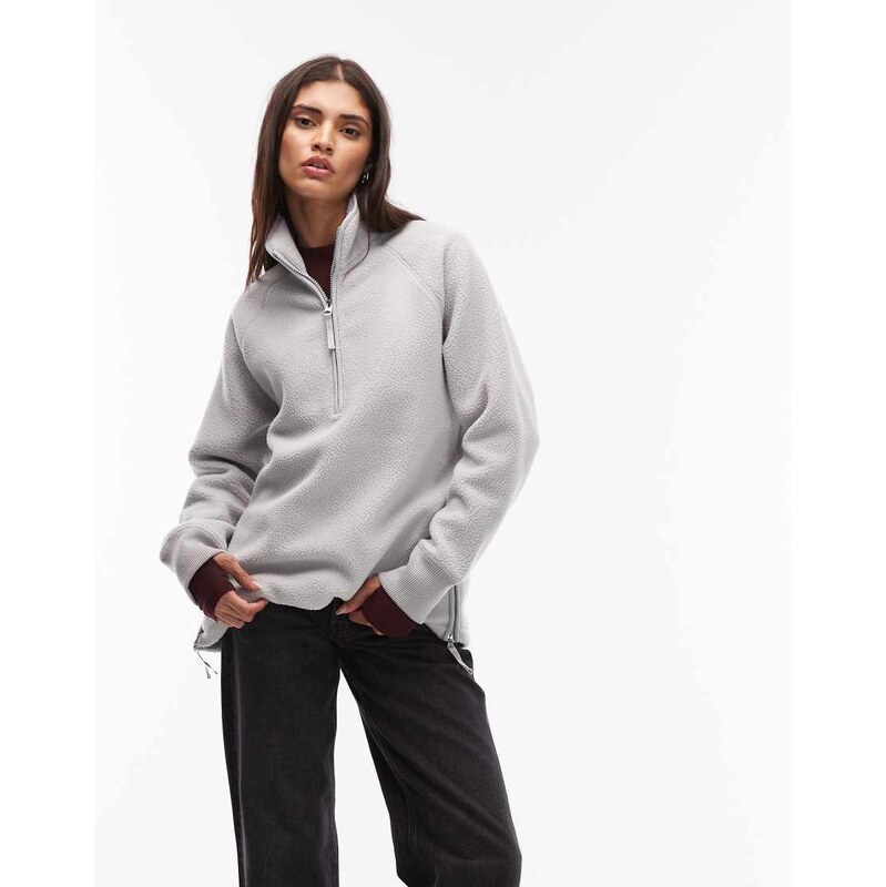 ARKET pull on fleece jacket with funnel neck and raglan sleeves