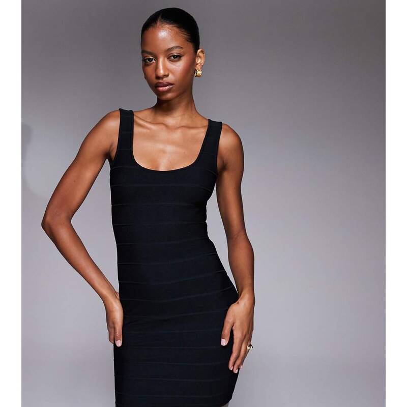 Kaiia exclusive bandage scoop neck mini dress in black 109452611