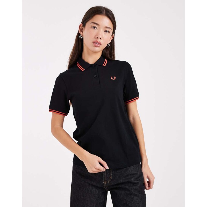 Fred Perry twin tipped polo shirt in black 110425391