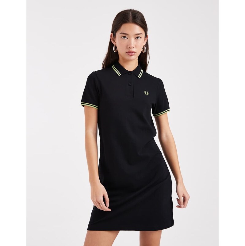 Fred Perry twin tipped polo dress in black 109452641