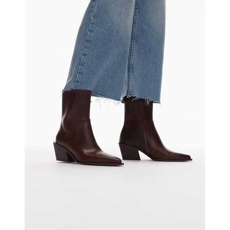 & Other Stories suede leather pointed toe heeled ankle boots in