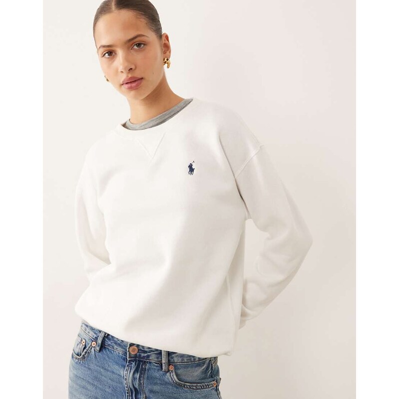 Polo Ralph Lauren icon logo crew neck sweater in white
