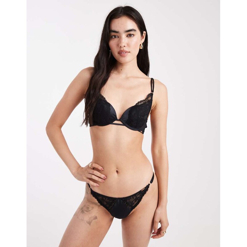 Dorina Lyra Satin light padded plunge bra in black 109464272