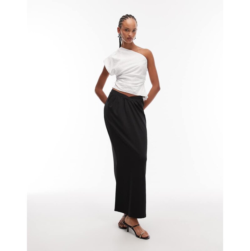 ASOS DESIGN v shaped drape maxi skirt in black co ord