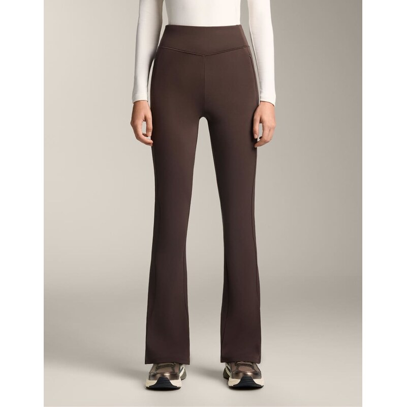 OYSHO High rise warm flare trousers in brown 109452741