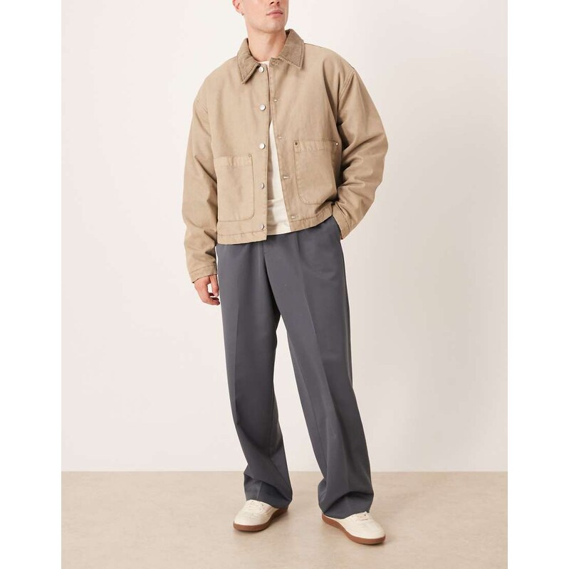 ASOS DESIGN smart wide leg jogger in dark grey