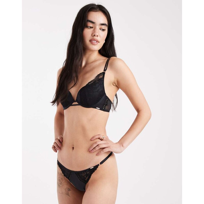 Dorina Lyra Satin string thong in black 109452775