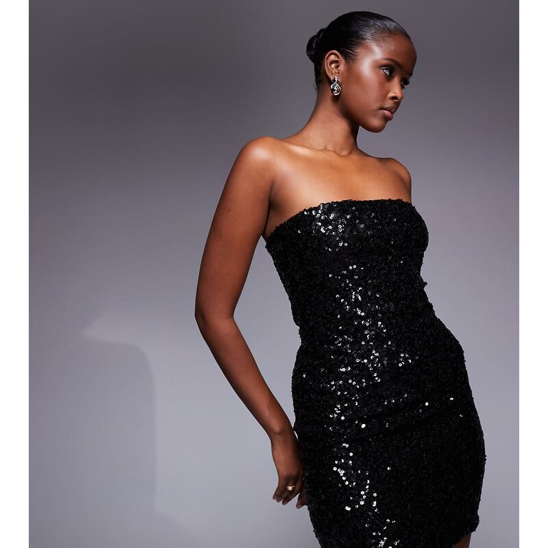 Kaiia exclusive bandeau mini dress in black sequin 109464669
