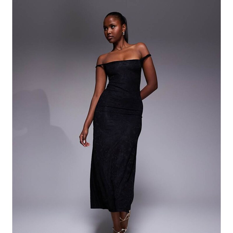 Kaiia exclusive double layered slinky lace twist off shoulder