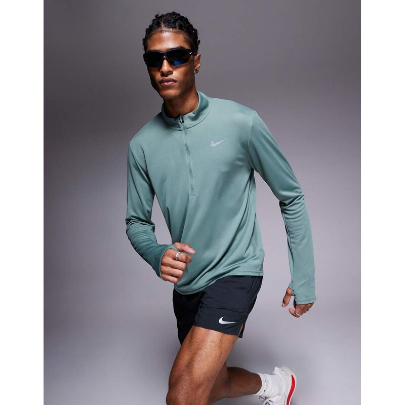 Nike Running Pacer Dri-FIT half zip longsleeve top in green
