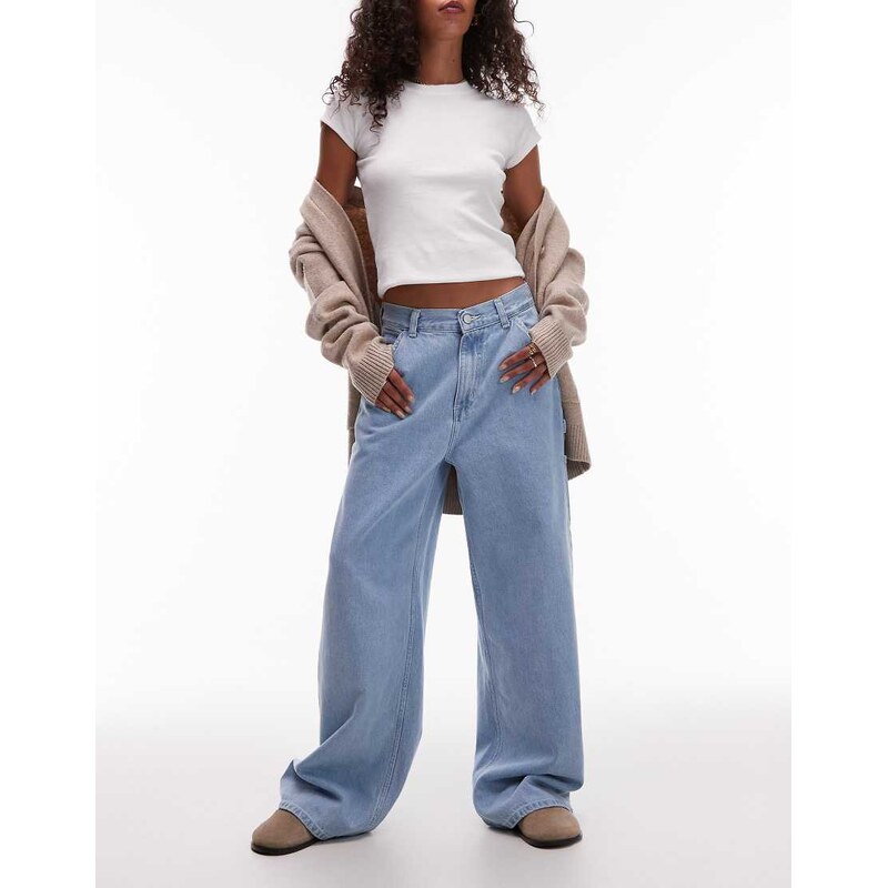 Carhartt WIP jens wide leg denim jeans in light blue stonewash 109464486
