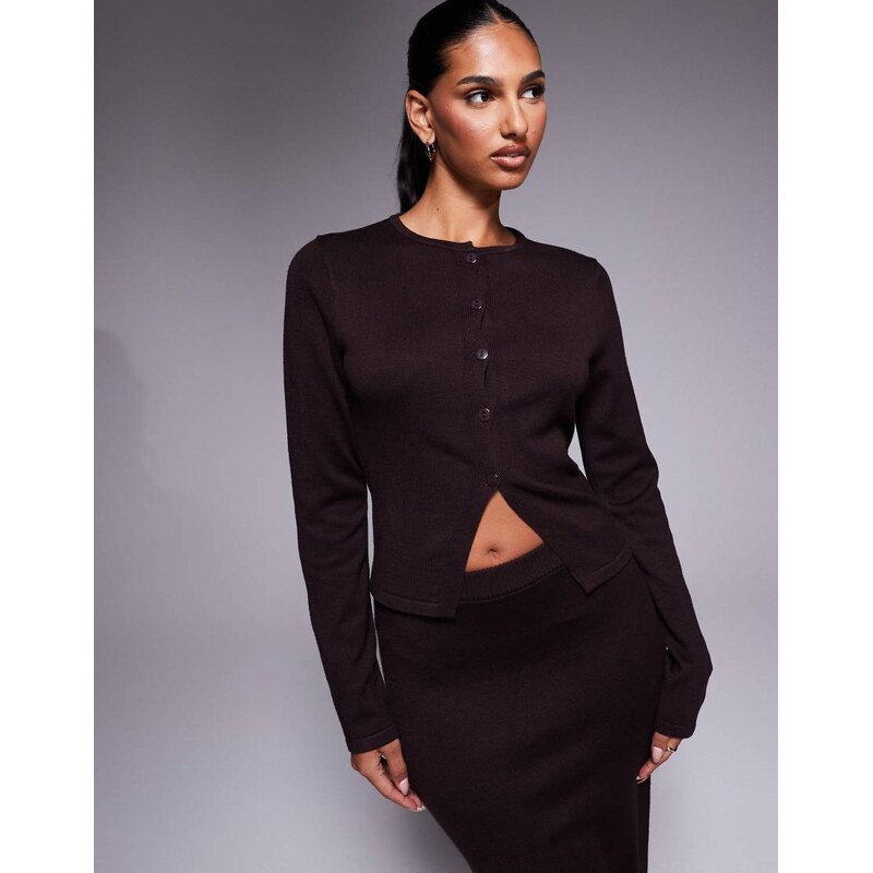 Kaiia exclusive button through split front long sleeve cardigan