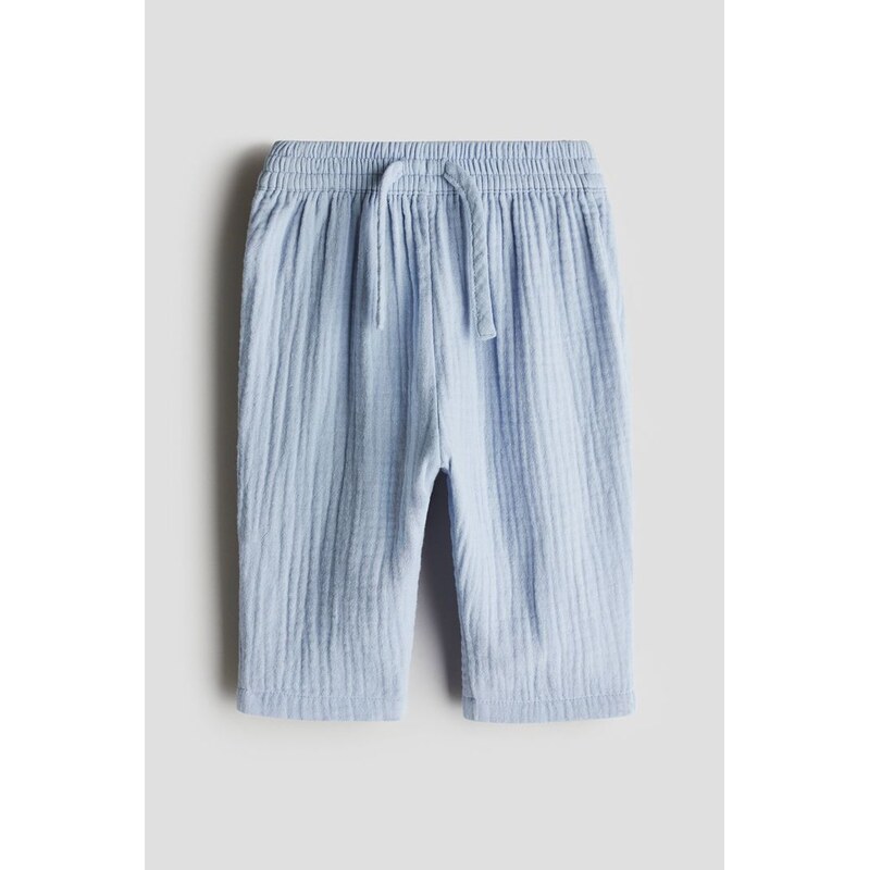 H&M - Bavlněné kalhoty - Bleděmodrá