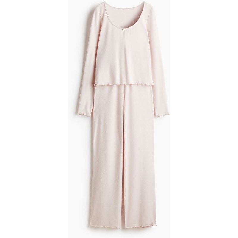 H&M - Pyžamo z česaného žerzeje - Bledě Růžová