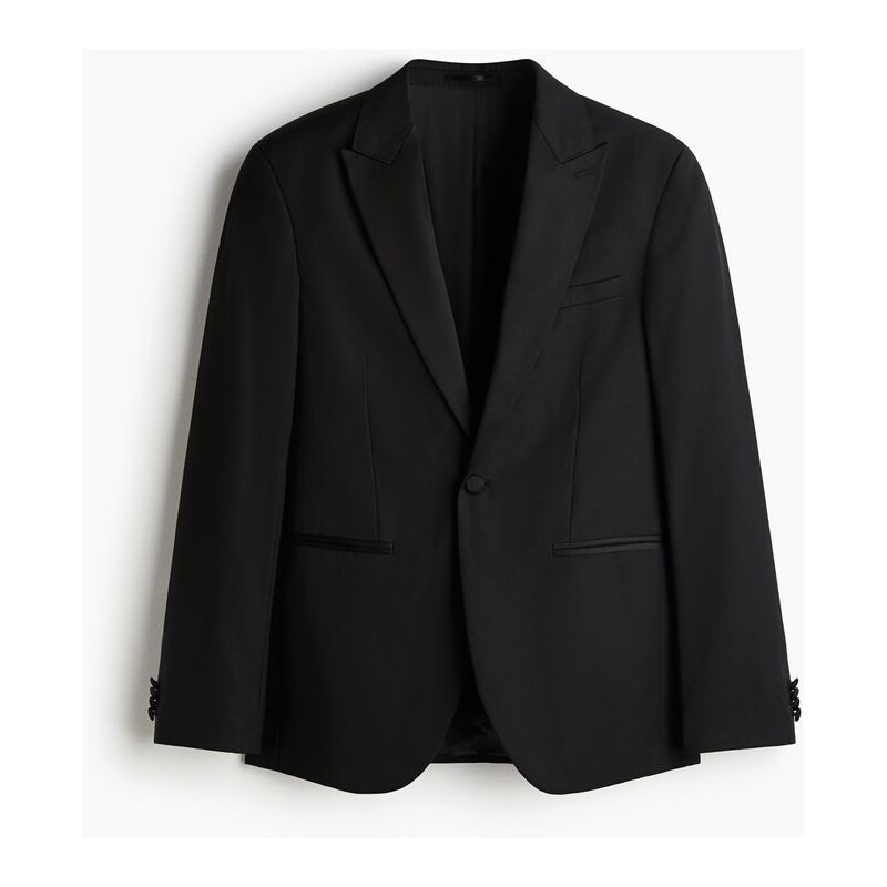 H&M - Smokingové sako z vlněné směsi Slim Fit - Černá
