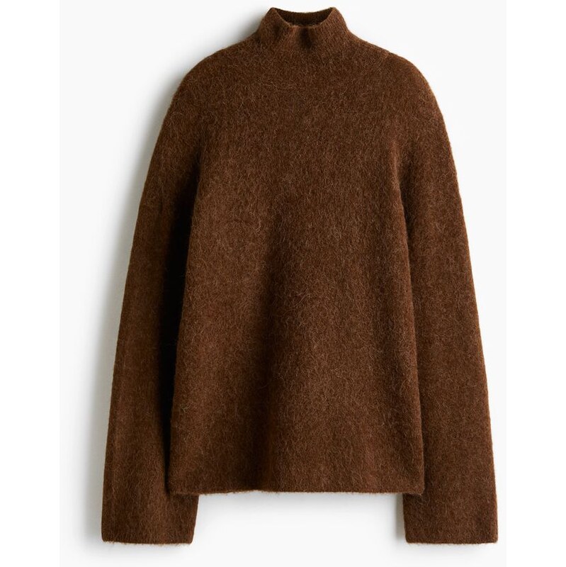 H&M - Oversized svetr ze směsi vlny alpaka - Hnědá