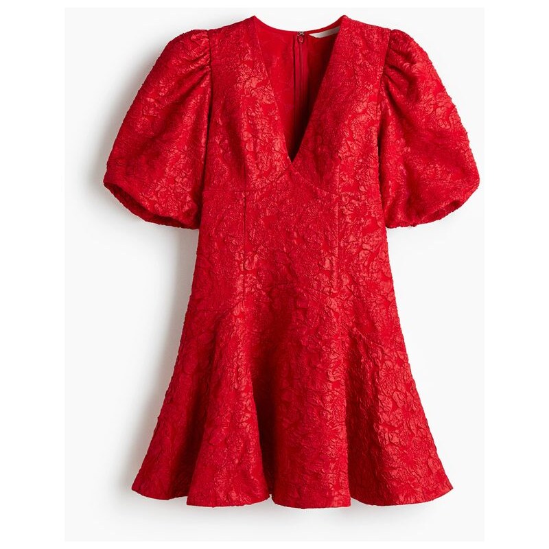 H&M - Šatys nabíranými rukávy - Červená