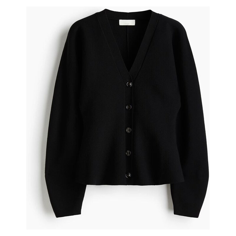 H&M - Propínací svetr z hedvábné směsis volánem peplum - černá 109458089