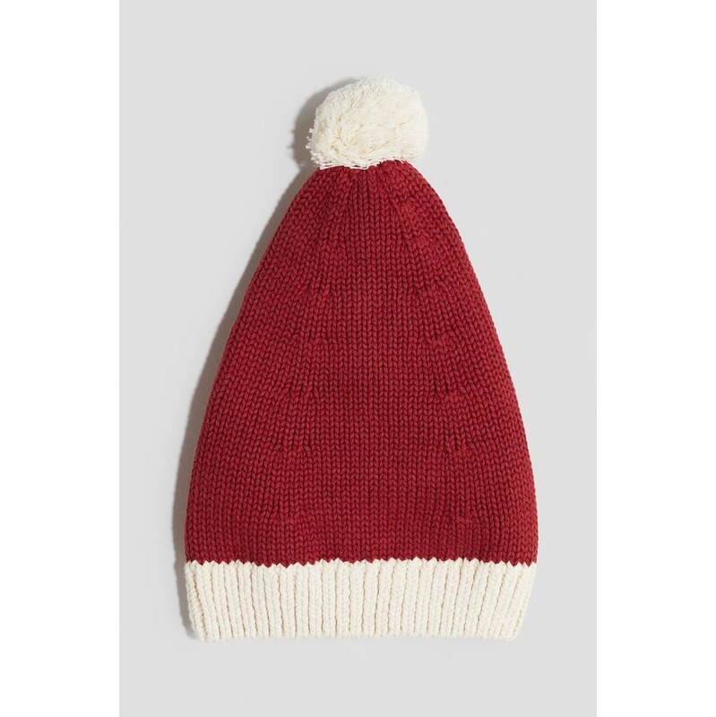 H&M - Čepice Santa Clause z jemně pletené bavlny - Červená/Bílá