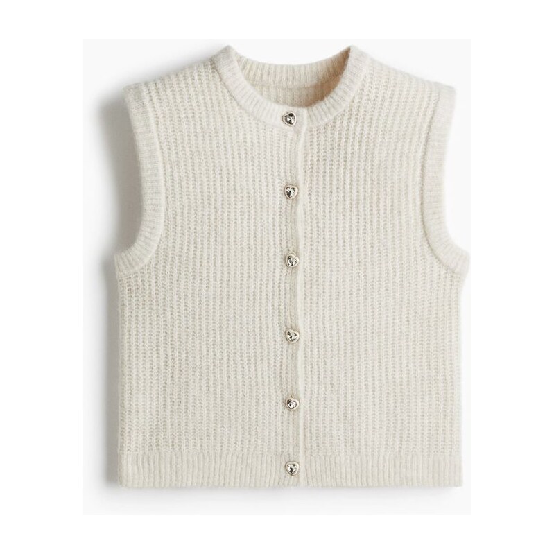 H&M - Vesta z žebrovaného úpletu - Světle Béžový Melír