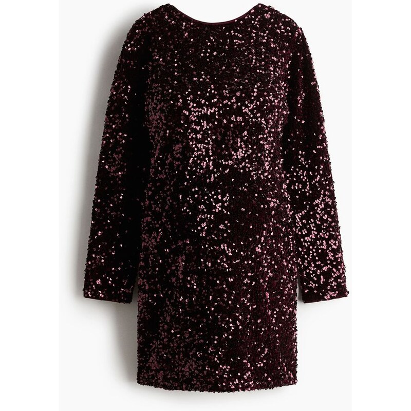 H&M - MAMA Flitrové šaty - Vínová