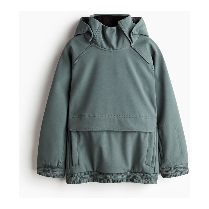 H&M - Softshellová bunda přes hlavu - Kouřově Zelená