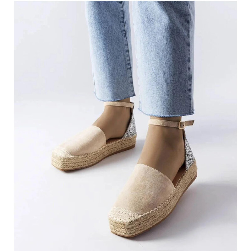 Inello Dámské espadrilky 22883 Béžová se stříbrnou - FLYFOR 109458434