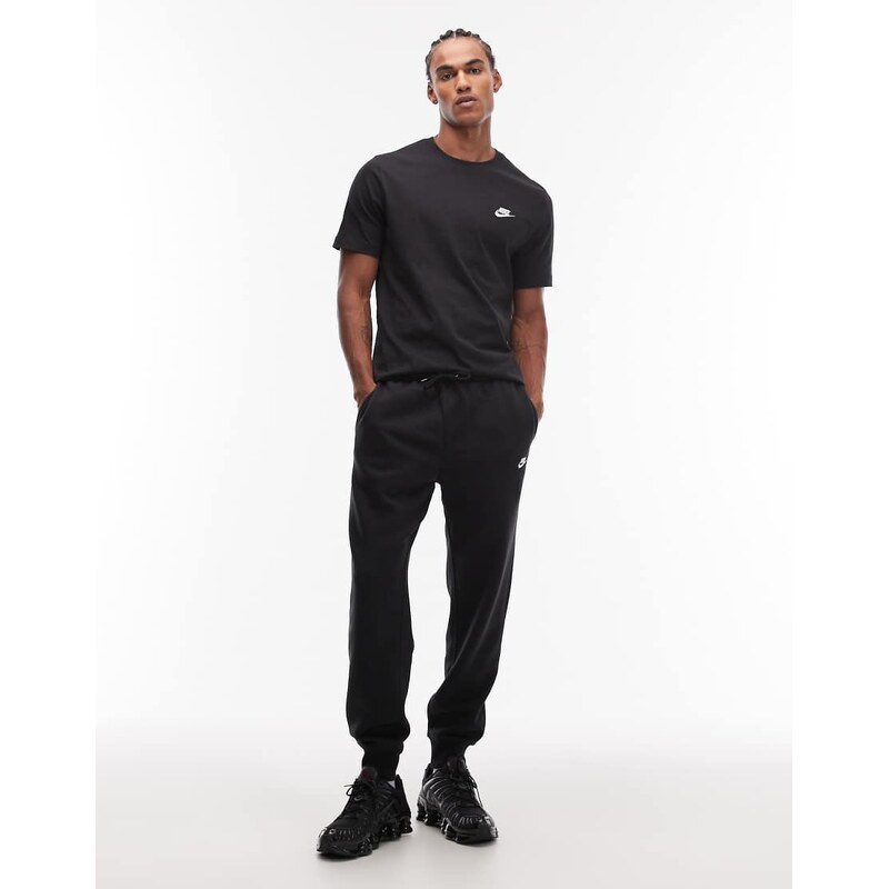 Nike Club cuffed fleece joggers in black