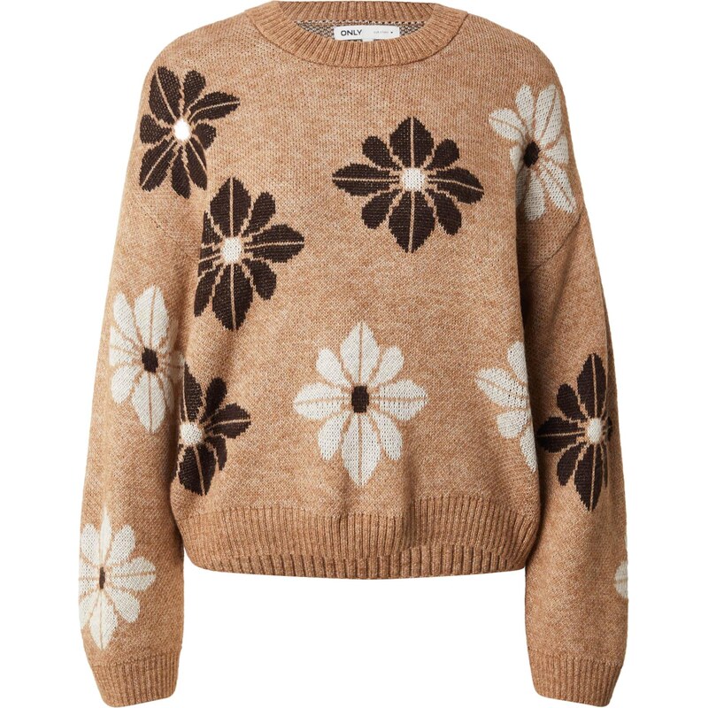 ONLY Svetr ONLFreesia tmavě hnědá / hnědý melír / offwhite